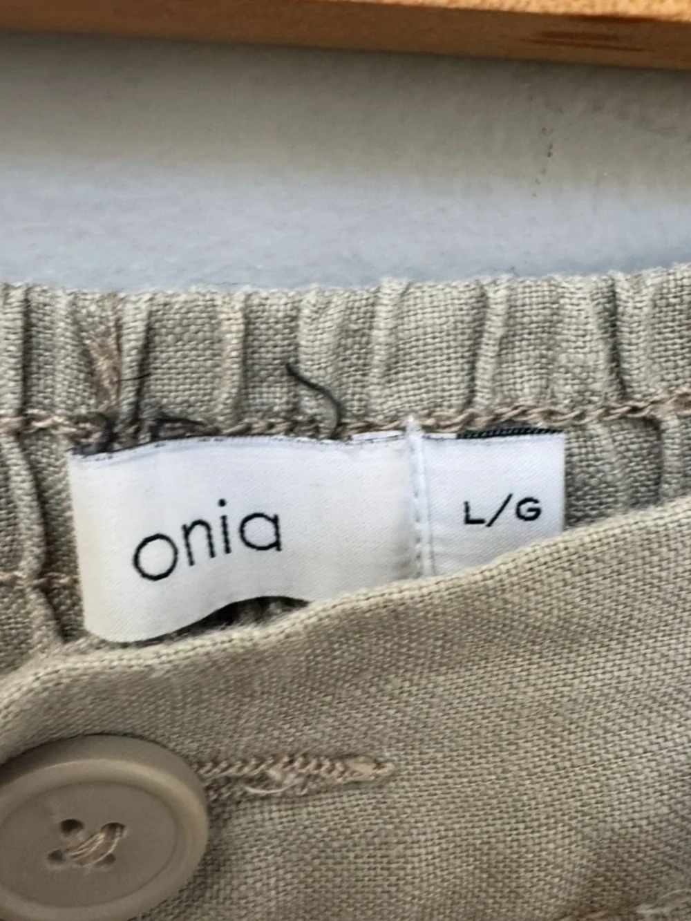 Onia Beige Linen Drawstring Pants in Large